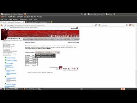 Injection Flaws   Modify data with SQL Injection