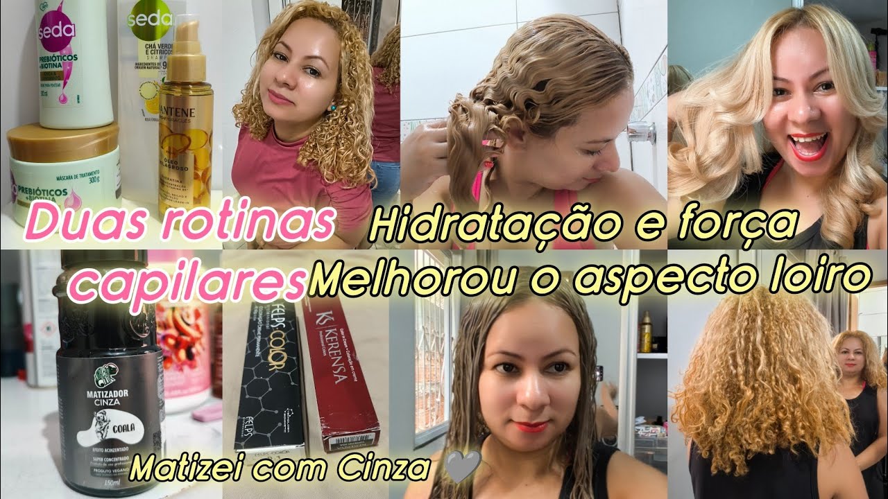 ROTINA CAPILAR HIDRATAÇÃO PROFUNDA cabelos ressacados e com quebra matizei o loiro de tinta 