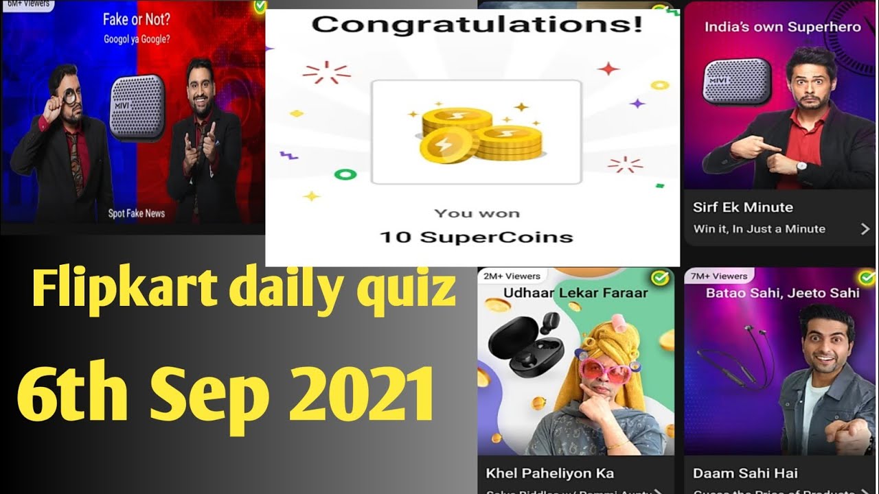Flipkart quiz answer today Flipkart daily questions and answers for