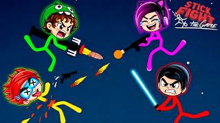 LUCHAS LOCAS de PALOS con MI FAMILIA en Stick Fight | Dylan Juega