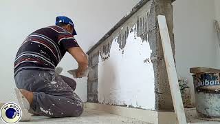 تلبيس حائط بالجبس Plastering a wall