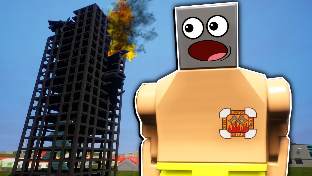 Dumb Fire Fighters Try to Save People from Burning Lego Tower in Brick Rigs Multiplayer!