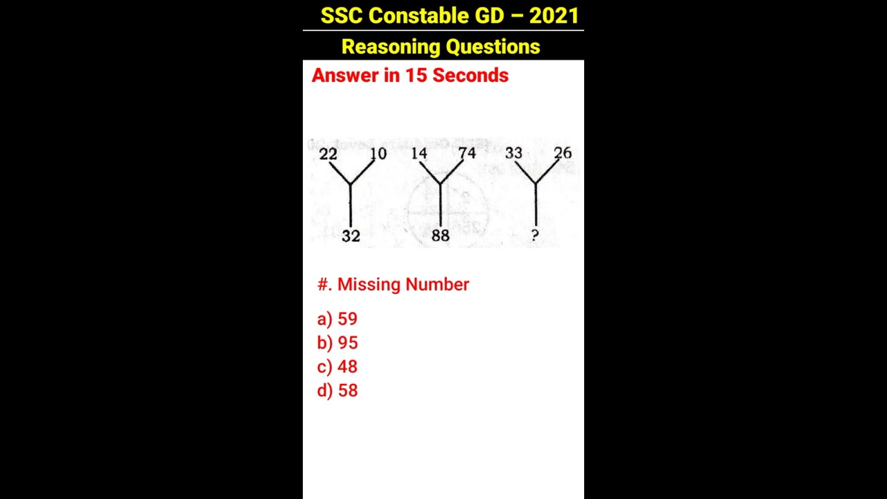 General Intelligence and Reasoning  Reasoning in Hindi for SSC Constable GD exam  Q12