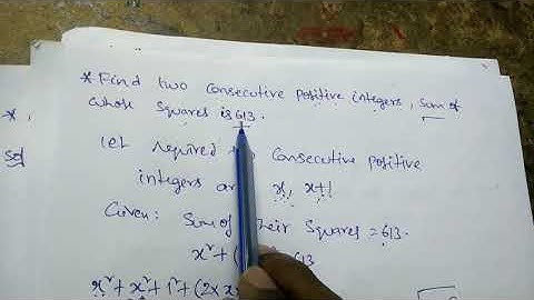 Tenth Class Maths|Quadratic Equations|Find two consecutive positive numbers sumof whosesqares is 613