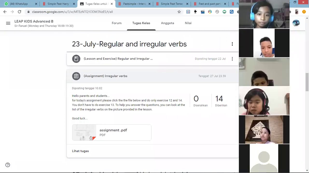 (Meeting 7 pt.1) Regular and irregular verbs