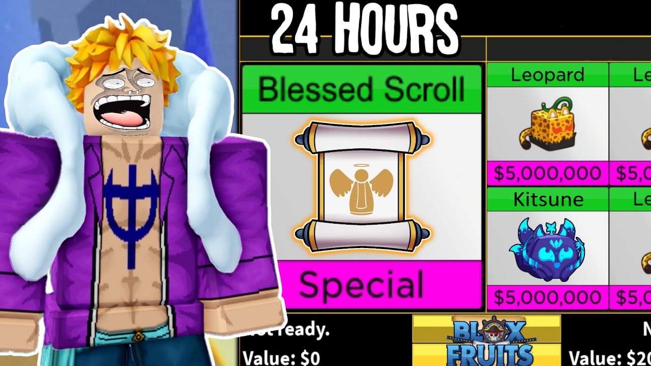 Trading ADMIN BLESSED SCROLLS for 24 Hours in Blox Fruits - YouTube