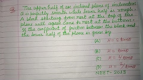 The upper half of an inclined plane of inclination theta is perfectly.. | neet 2025 physics