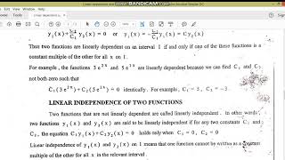 Linear independent and linear dependent functions//ODE//M.Adnan Anwar