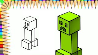 How to draw CREEPER (Minecraft) EASY step by step