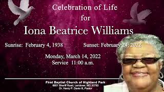Celebration of Life for Iona Beatrice Williams