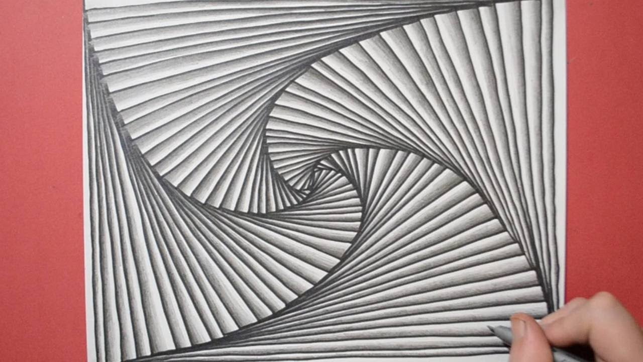 Line Illusion, Satisfying Spiral Drawing, Abstract Art Therapy, Gorgeous  3D Pattern, #2