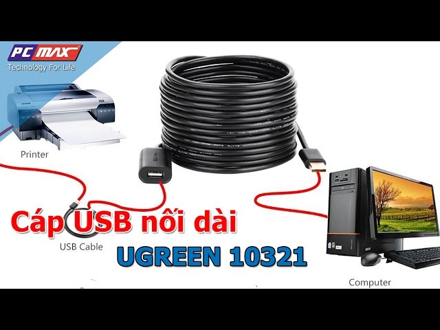 Cáp USB 2.0 nối dài 10M chính hãng - Ugreen 10321 - PCMAX