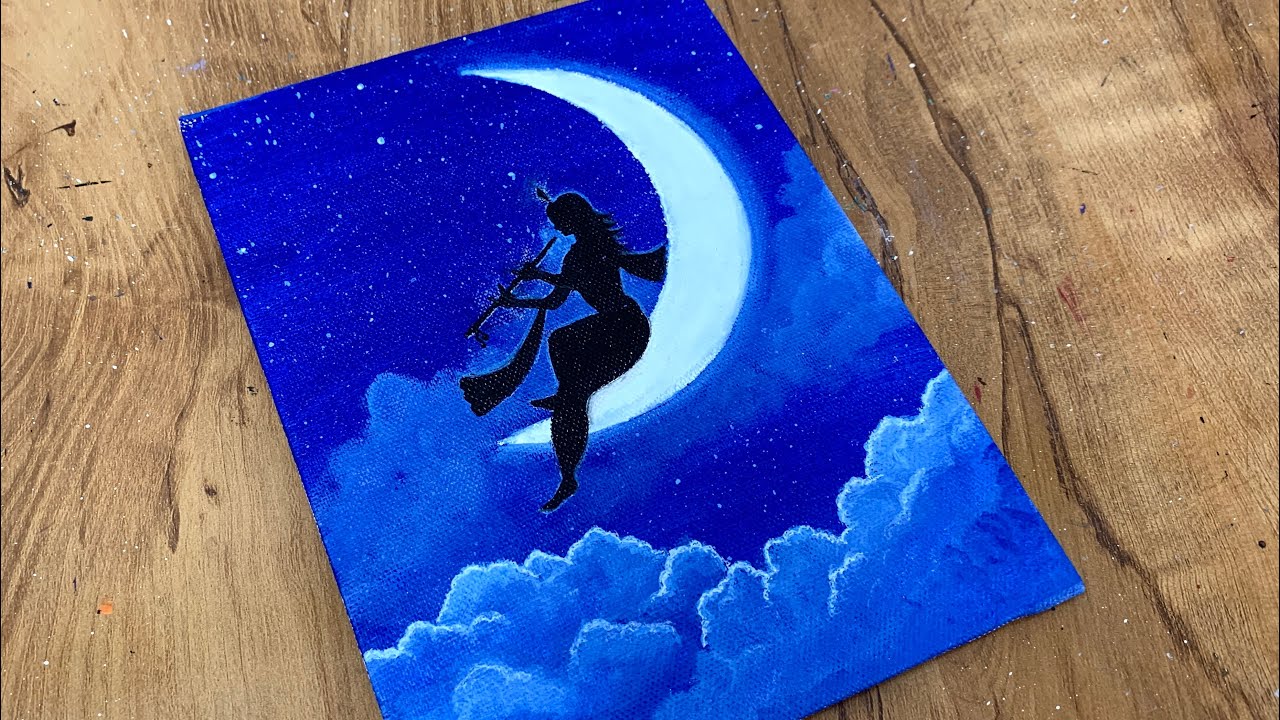 Only 3 Colors Krishna Janmashtami Painting/Krishna Acrylic Painting for beginners/Acrylic