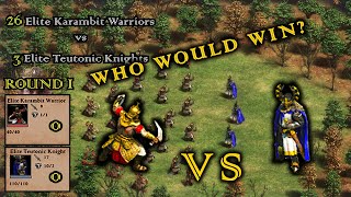 3 Elite Teutonic Knights 26 Elite Karambit Warriors - 3 Round Fight - Aoe Ii De