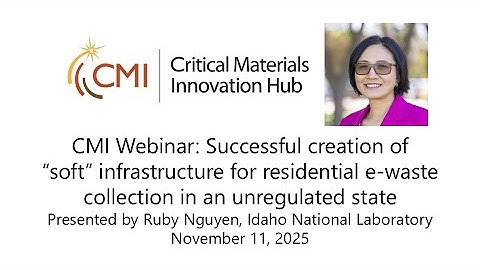 CMI Webinar: Successful creation of “soft” infrastructure for residential e-waste collection