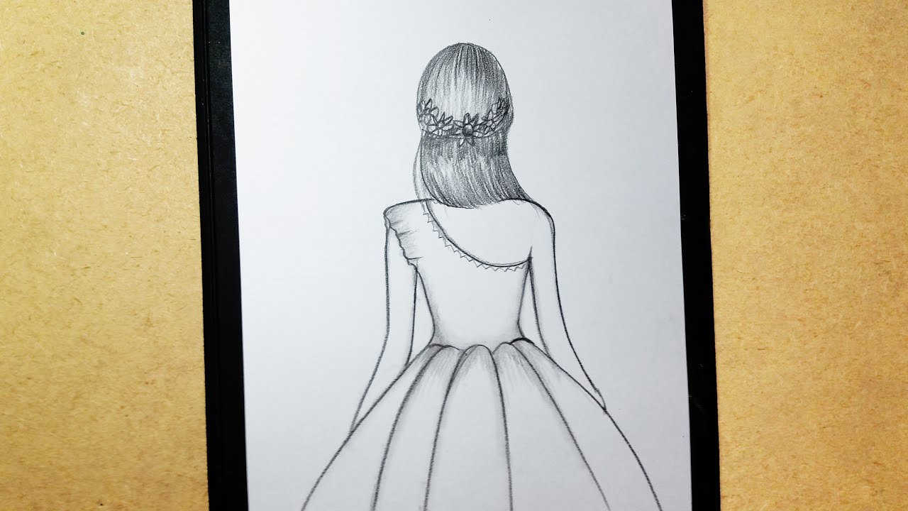 A girl with curtain// girl backside drawing// Pencil sketch// Afrin's Art  Home | Drawing tutorial, Paper crafts diy tutorials, Art