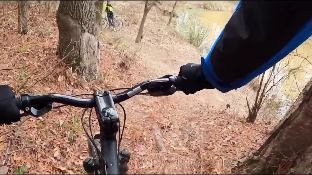 Pre Snow Storm Mountain Biking Highlights at drops in George Mitchell Nature Preserve.