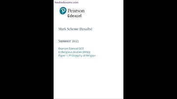 Pearson EDEXCEL As Religious Studies Paper 1 2023 Mark Scheme 8rs0 01 Philosophy Of Religion
