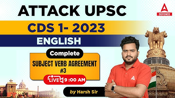 CDS1 2023 Preparation/CAPF 2023 Preparation | Subject Verb Agreement #3 | Class -13 by Harsh Sir