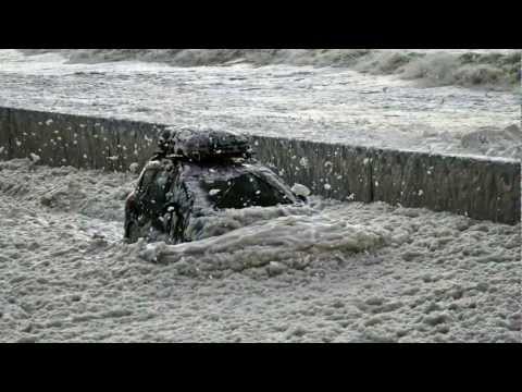 The white stuff coated the ground along the Fylde coast today, except it wasn't the cold variety falling from the sky. Drivers in Cleveleys slipped through f...