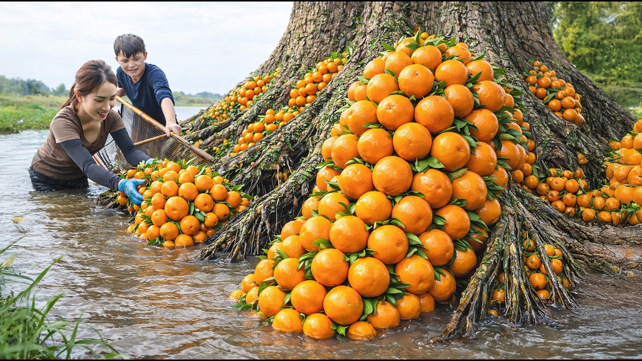 Harvesting Giant Wild Tangerines by Stream, Fermenting Them into Fine Wine | Wild Survival