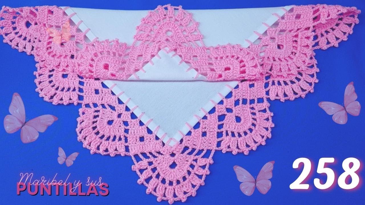 Te muestro como hacer una hermosa puntilla de piñitas 🍁 258