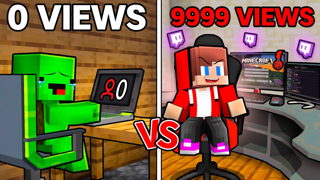 JJ and Mikey: RICH vs POOR Streamer Battle in Minecraft - Maizen