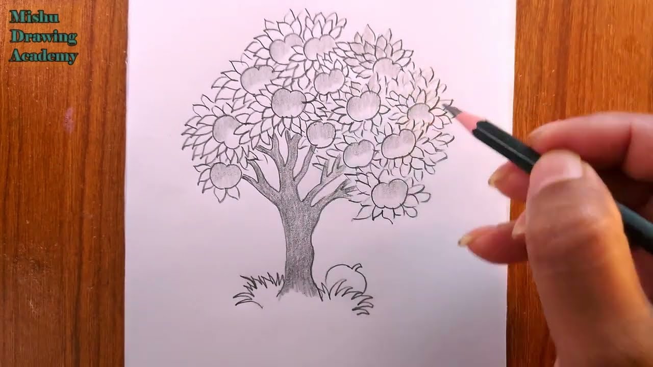 HOW TO DRAW an Apple Tree  coloring with markers  YouTube