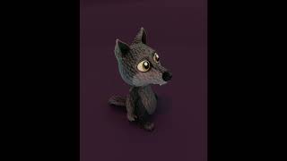 Cartoon Black Wolf Animated 3D Model