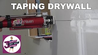 How to Tape & Mud Drywall Joints with a Drywall Bazooka.  3 Minute Drywall School