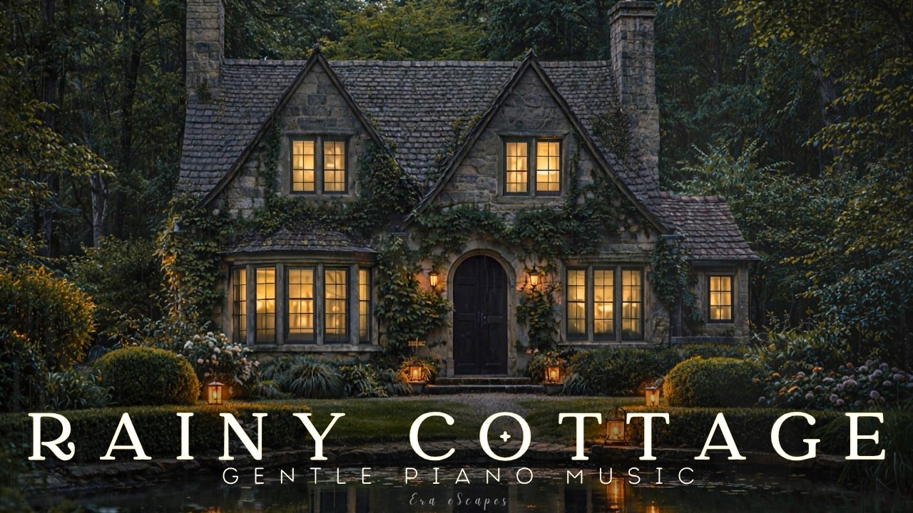 Step Inside a Forest Cottage at Twilight | Academia Piano Playlist | Fireplace & Rain Ambience