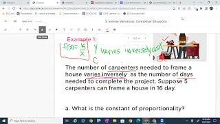 Inverse Variation Word Problem Carpenter
