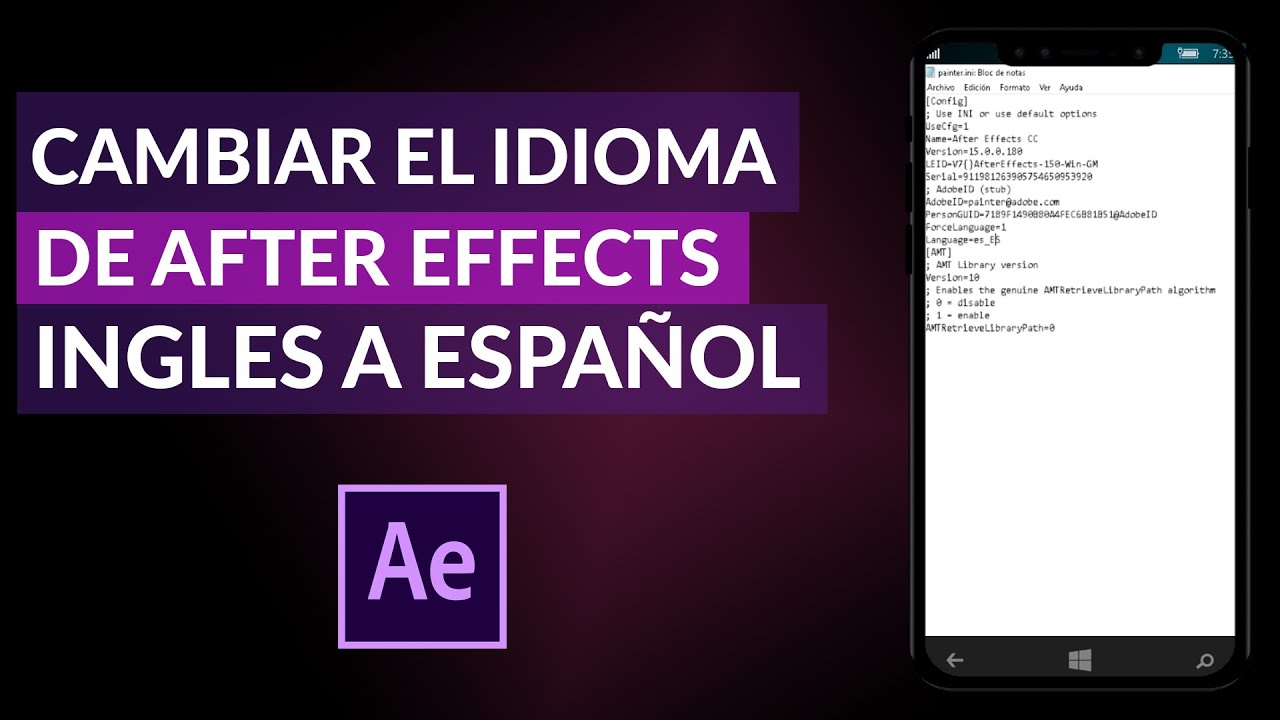 Cómo Cambiar el Idioma de Adobe After Effects de Ingles a Español - YouTube