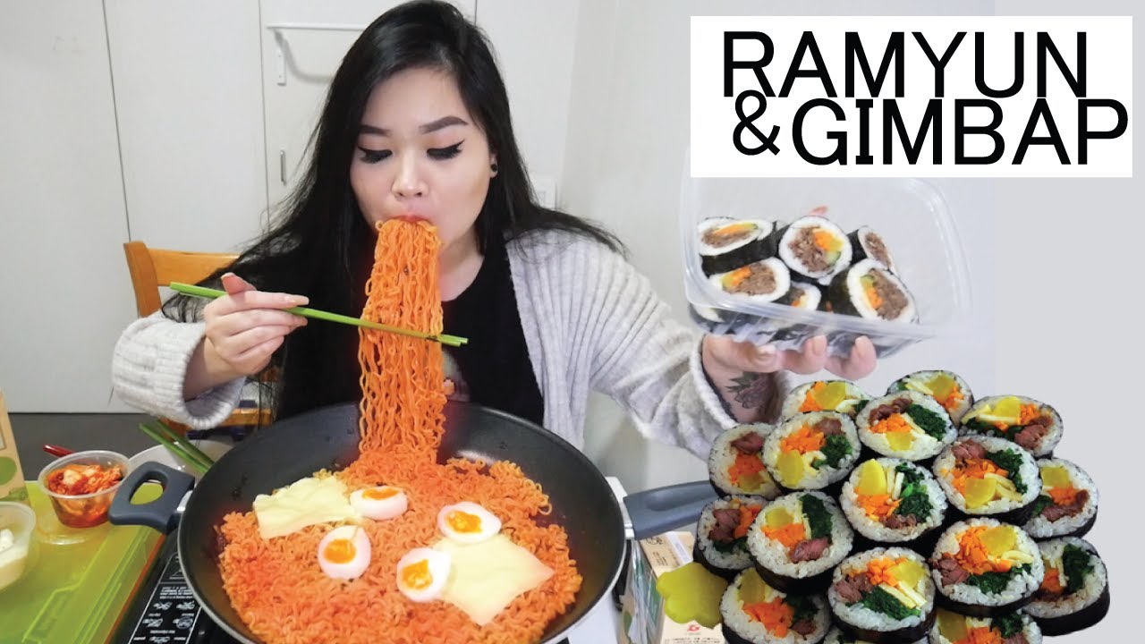 ОСТРАЯ ЛАПША И КИМПАП | МУКБАНГ | КУЛИНАРНОЕ ШОУ