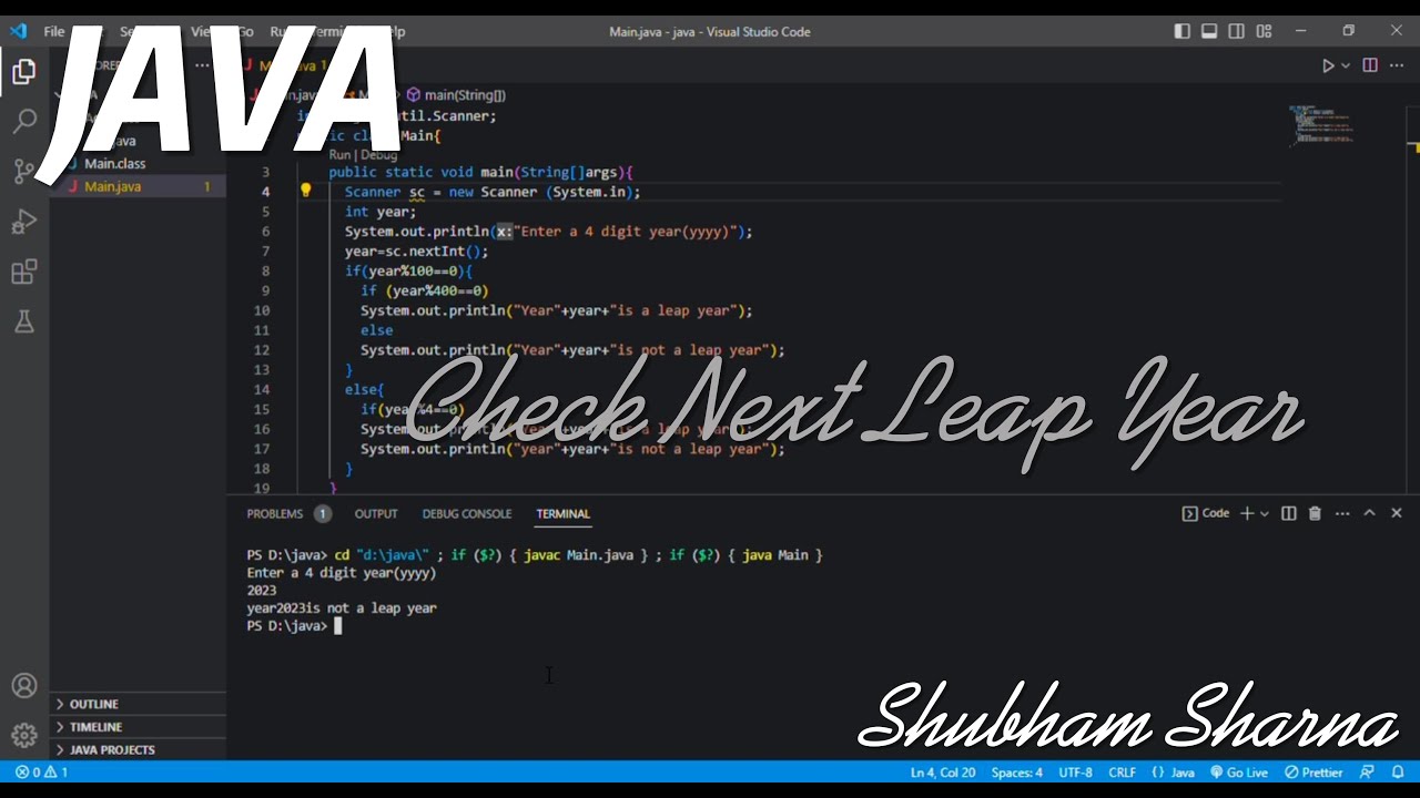 Check leap year by JAVA | Shubham Sharma - YouTube