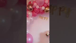 1st Birthday decorations party pink white girls idea balloons helium arch flowers gold