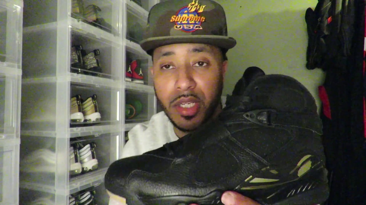 jordan 8 ovo black on feet