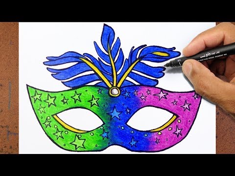 Como Desenhar e Pintar uma Mascara de CARNAVAL