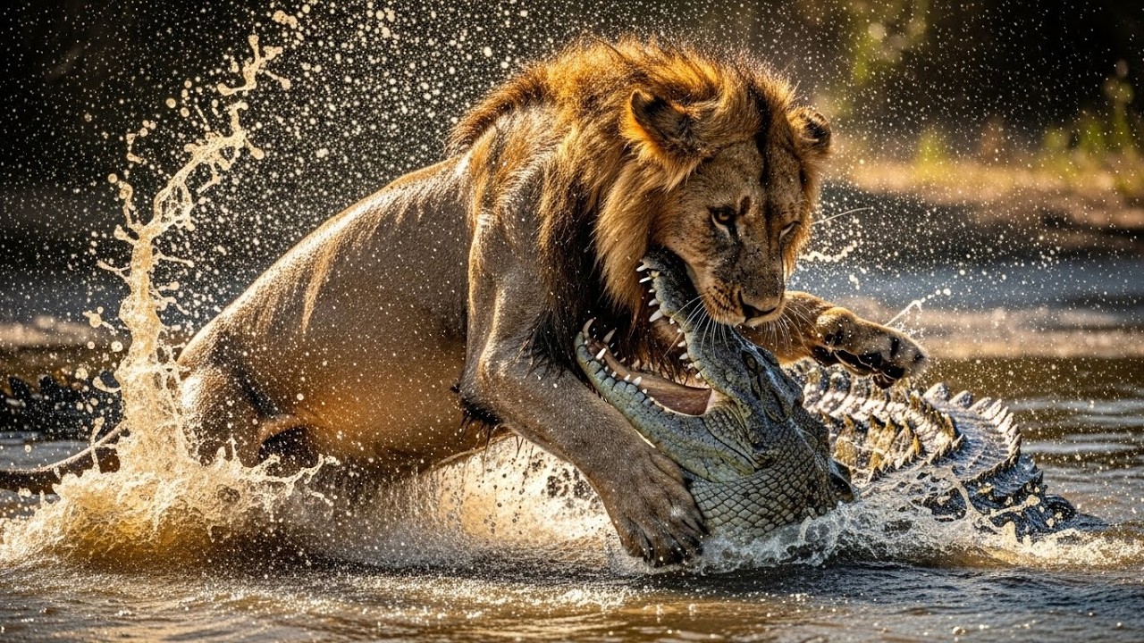 Lion vs Crocodile – One Second From Death | Real Wildlife Ambush |