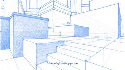 Draw a box : A garden 05.... steps... in a multi point perspective.. monochrome. #shorts