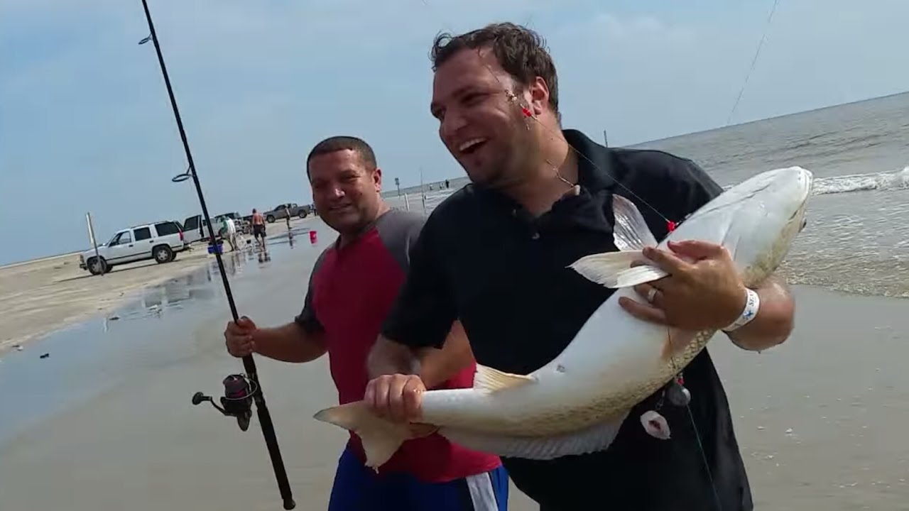 Surf fishing 36" Red fish on San Luis Pass, Galveston, Texas YouTube