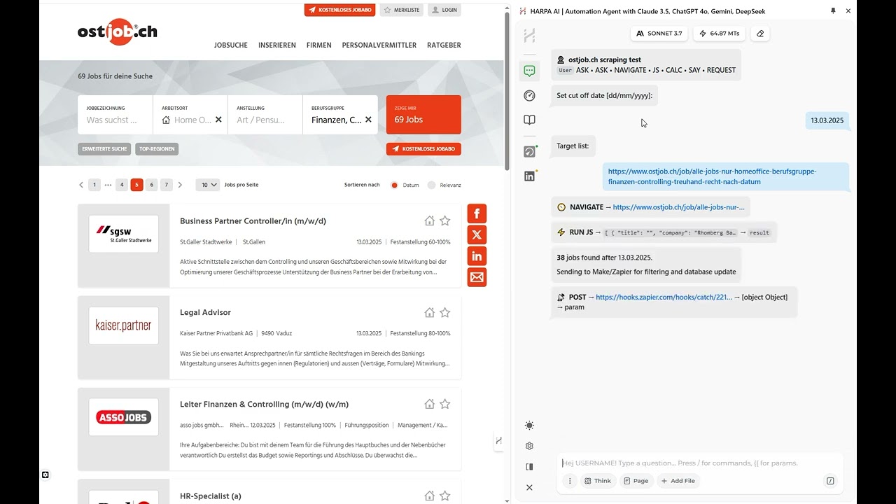 HARPA AI: ostjob.ch jd scraping demo