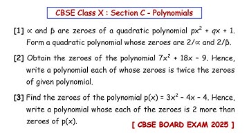 Polynomials | Class 10 | 3 Mark Questions & Solutions | CBSE Board Exam 2025