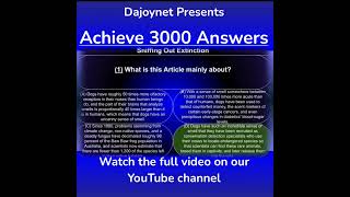 Achieve 3000 Answers: #5 Sniffing Out Extinction