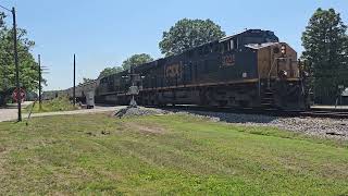 CSX G970-16 Hammer Down with the Elm City FD whistle blowing as the train comes into town 2 ES44AHs 