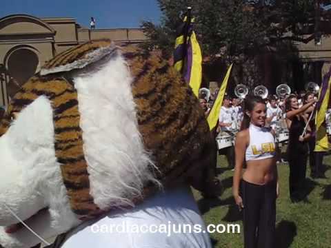 Lsu pregame lsu band golden girls color guard mike