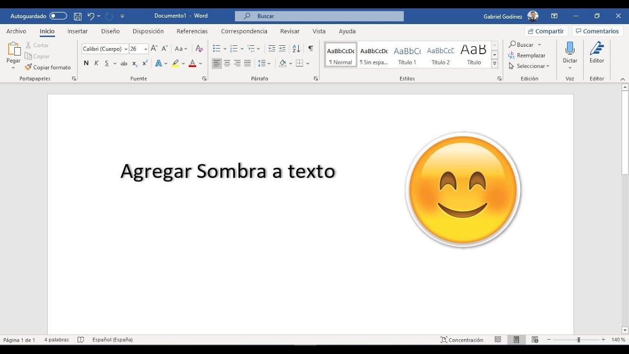 Word 2019 / Microsoft 365: agregar sombra a texto - YouTube