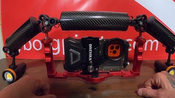 Divevolk underwater case and camera rig set up.