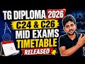 🔥 TG Diploma 2026 Mid Exams Timetable Released | C24 & C26 Full Schedule
