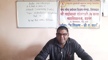 28 Sept. 2020, ELT-VD-392, BA SEM-1, Topic: Intro.of Syllabus, Part - 1, Asst. Prof. Nitesh Telhande